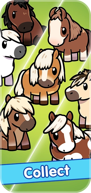 collection de différents chevaux dans le jeu Idle Horse Racing